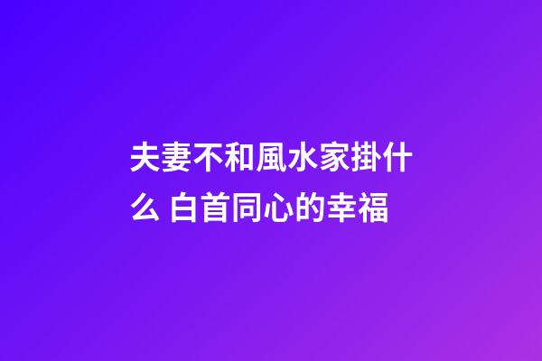夫妻不和風水家掛什么 白首同心的幸福